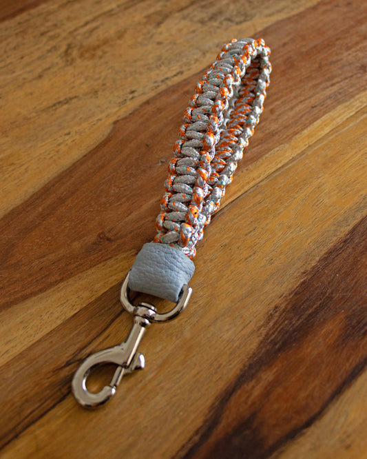 Macrame Short Leash | Amber & Silver