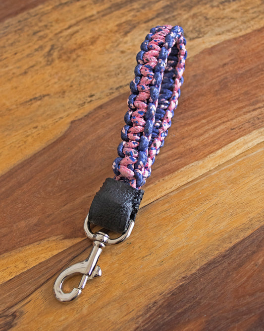 Macrame Short Leash | Pink & Blue