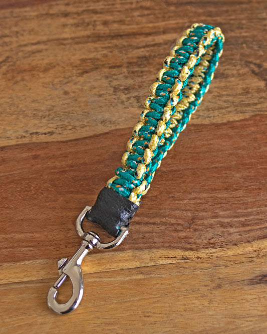 Macrame Short Leash | Emerald & Gold