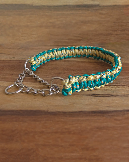 Macrame Martingale Collar | Emerald & Gold